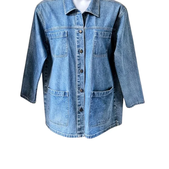 ERICA & COMPANY Women's distressed blue Jeans Jacket Size M/L - Picture 2 of 13